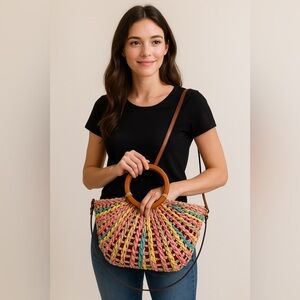 Patricia Nash Multicolor Woven Tote / Crossbody Bag